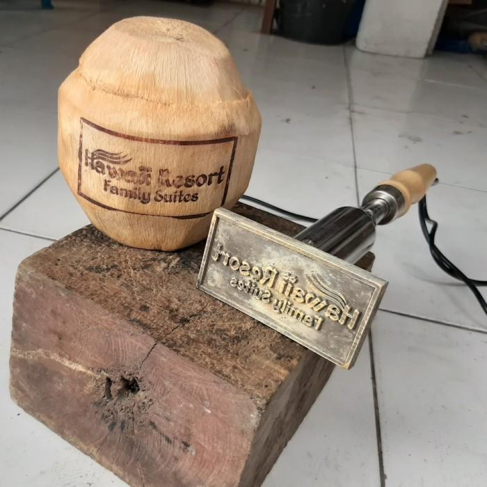Jual stempel emboss kelapa coconut hot stamping logo custom Kab
