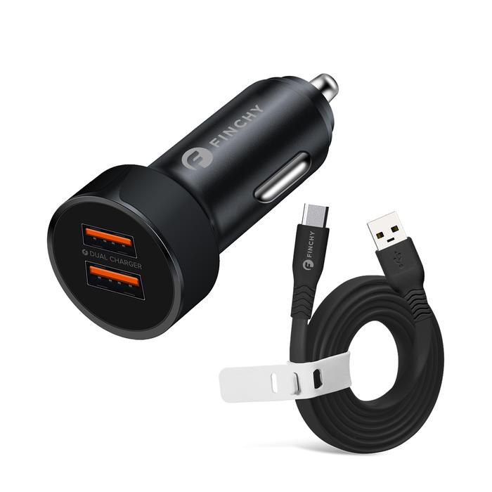 Gambar Finchy Car Charger 2 Port Usb Fast Charging 36W QC3.0 Colokan Mobil - Black dari Finchy Indonesia Kab. Tangerang Tokopedia