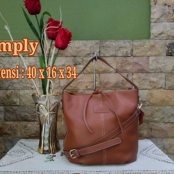 Gambar tas bahu selempang fashion wanita kulit sapi asli murah berkwalitas - orange tan dari Enesha Leather undefined Tokopedia