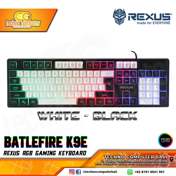 Gambar REXUS BATTLEFIRE K9E RGB - Gaming Keyboard - White/Black dari Techno Computer Bali undefined Tokopedia