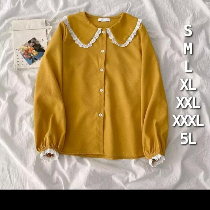 Gambar PonPon Blouse Atasan Wanita Jumbo Big Size - Mustard, S dari KIMS-Shop_NEW undefined Tokopedia