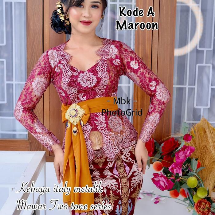 Gambar MKB kebaya italy metalic mawar two tone - magenta, L dari indah str undefined Tokopedia