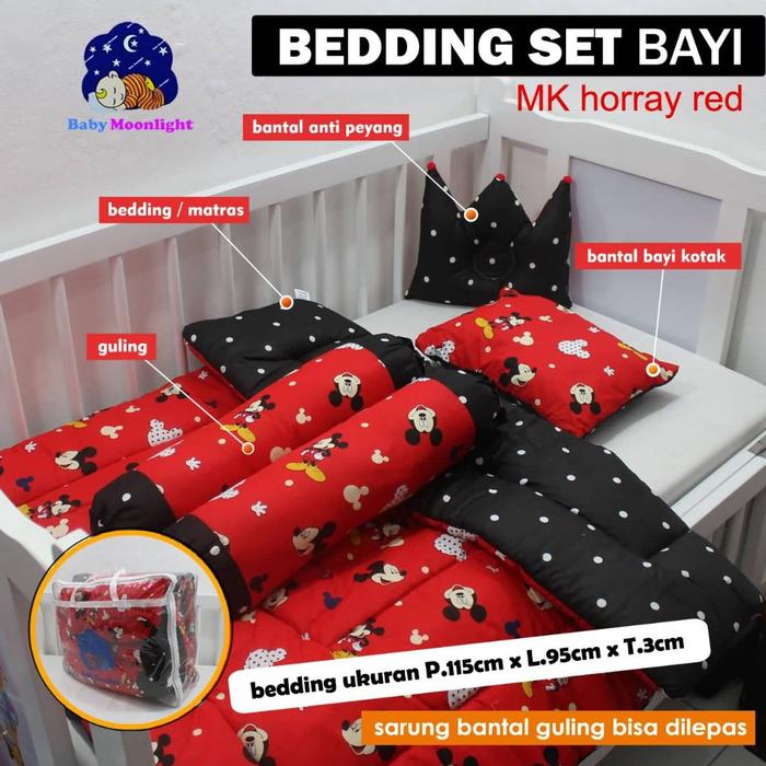 Gambar Promo..!! Bedding set bayi/Bed cover bayi set ukuran jumbo 115x95 cm - Mk Horray red dari baby moonlight house undefined Tokopedia