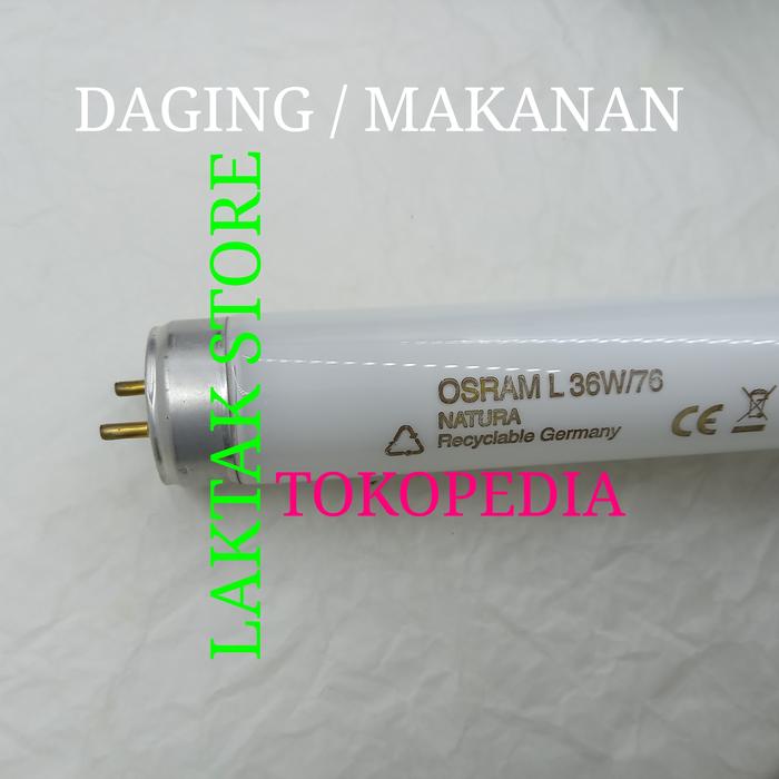 Tubo Fluorescente OSRAM L 36W / 76 Natura De Luxe - Luz Rosa Especial Para Carnicerías Y Pescaderías - 230V, G13, IP44