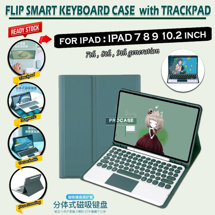 iPad inch Leather Flip Smart Case Stand Keyboard Touchpad  Hitam di Procase Store Tokopedia