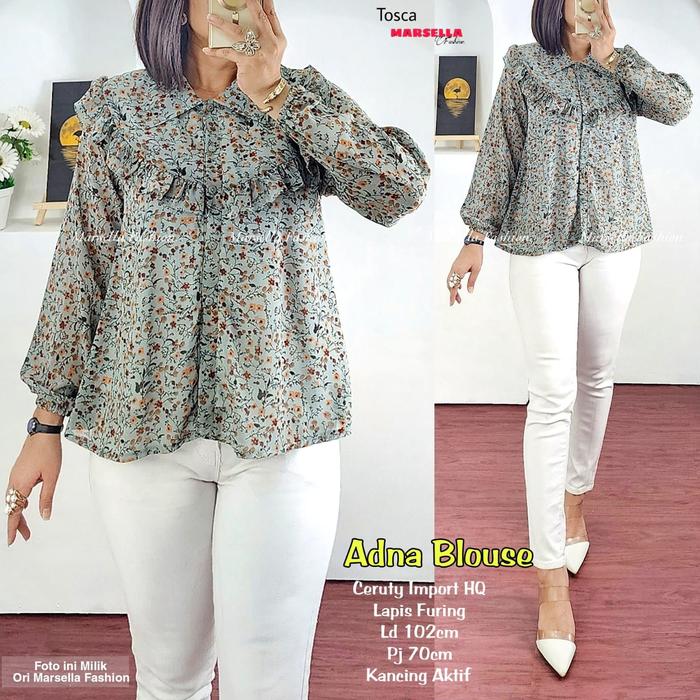 Gambar Adna blouse atasan wanita modis baju hangout kekinian bahan ceruty15/5 dari Nalla Fashion undefined Tokopedia