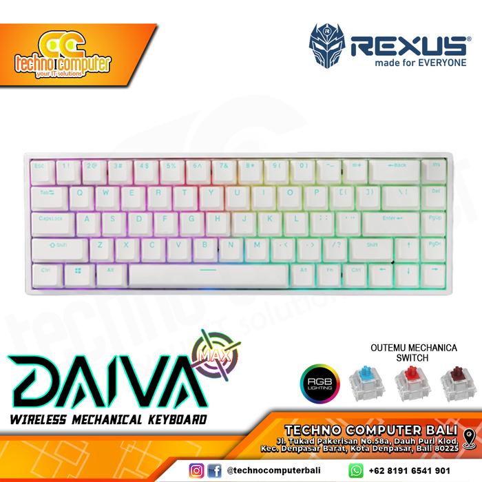 Gambar REXUS DAIVA D68SF-MAX RGB Mechanical - Gaming Keyboard Wireless - Putih, Blue dari Techno Computer Bali undefined Tokopedia