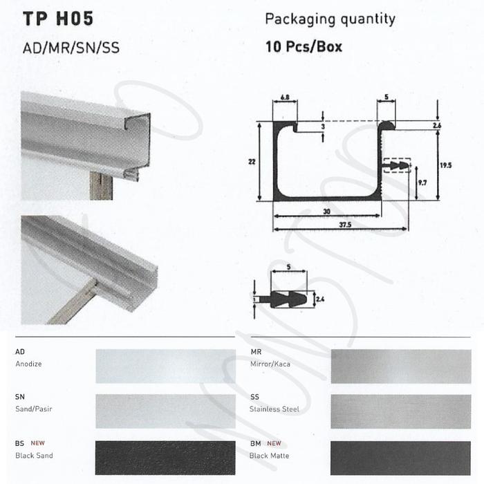 Gambar TACO ALUMINIUM HANDLE TP-H 01/02/03/04/05 - TP H 05, ANODIZE dari Go Nonstop JD Shopping undefined Tokopedia