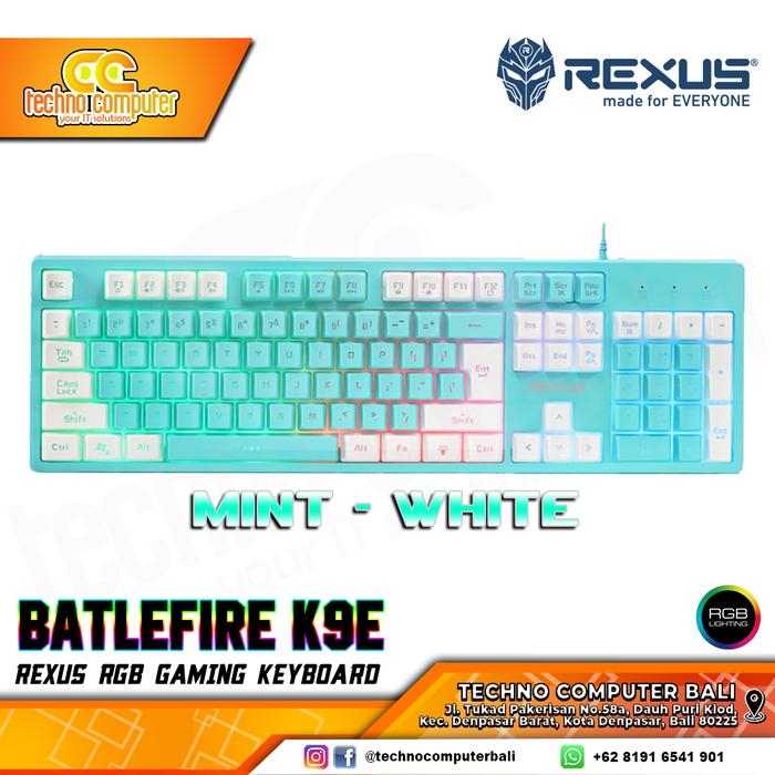 Gambar REXUS BATTLEFIRE K9E RGB - Gaming Keyboard - Mint/White dari Techno Computer Bali undefined Tokopedia