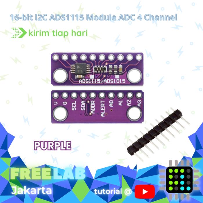 Gambar 16-bit I2C ADS1115 Module ADC 16 bit 4 Channel with Pro Gain Amplifier - Ungu dari Freelab Jakarta undefined Tokopedia