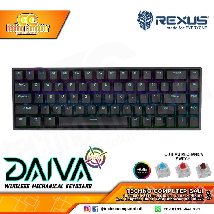 Gambar REXUS DAIVA D68SF-MAX RGB Mechanical - Gaming Keyboard Wireless - Hitam, Blue dari Techno Computer Bali undefined Tokopedia