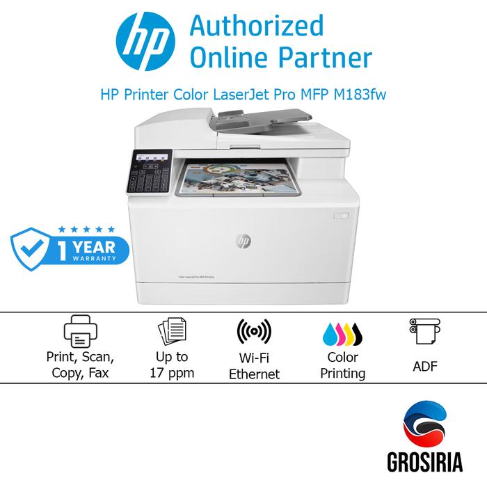 Gambar HP Printer M183FW Color LaserJet Pro / Copy / Scan / Fax / Wireless dari AMTEG - HP AUTHORIZED undefined Tokopedia