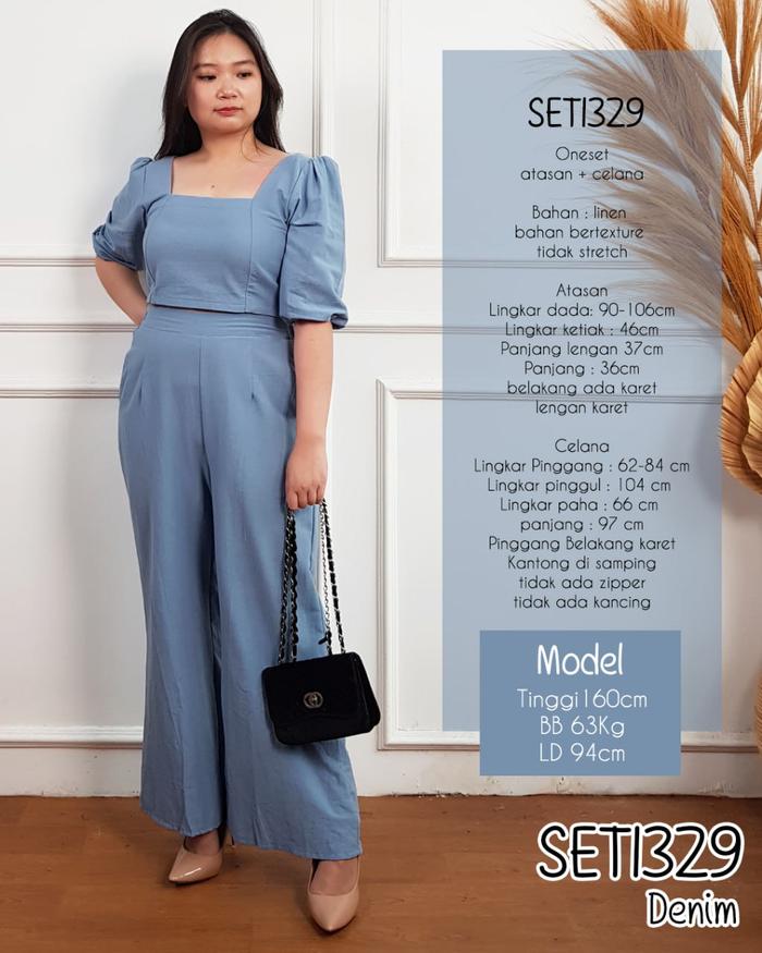 Gambar One set setelan polos atasan dan celana panjang Linen 1329 - BLACK dari Okage Shop undefined Tokopedia