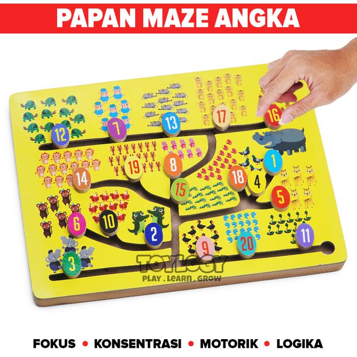 Gambar Mainan Kayu Edukasi Anak Papan Labirin Maze Angka Papan Alur Motorik dari Toylogy undefined Tokopedia