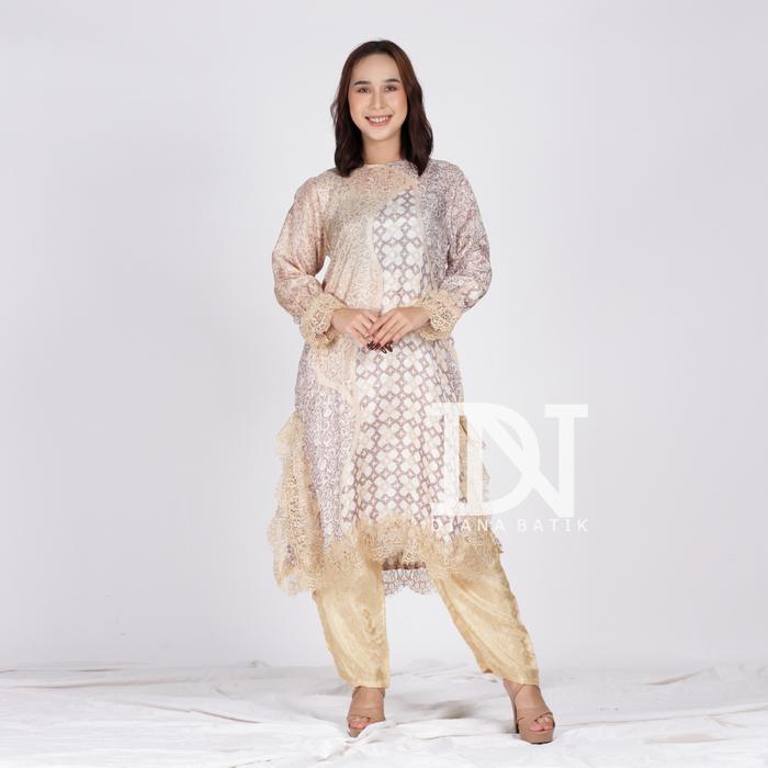 Gambar TUNIK BAHAN VISCOSE (Bawahan Celana/Rok Lilit) - Gold Muda, M dari Diana Batik_NEW undefined Tokopedia