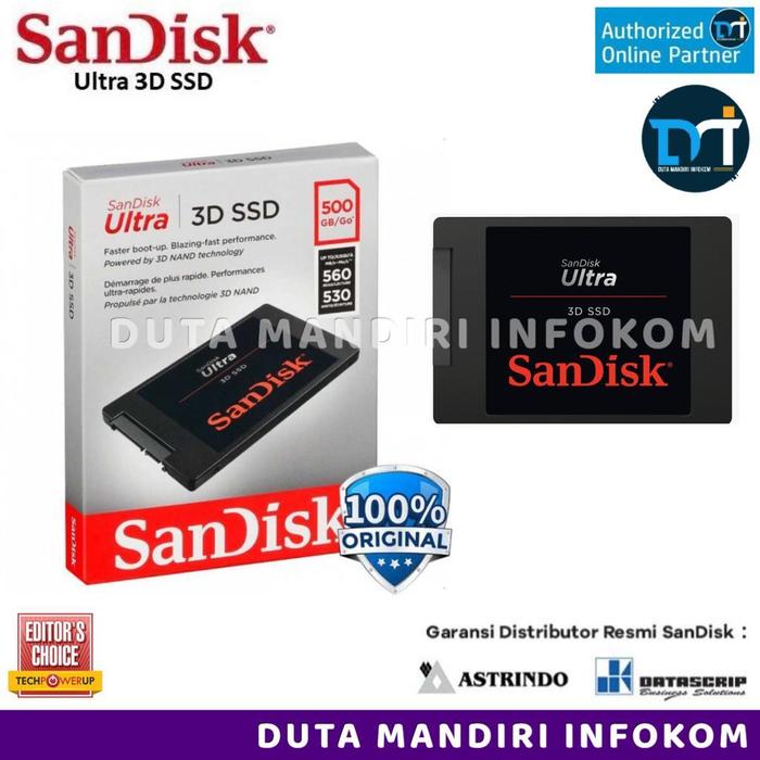 Gambar SanDisk Ultra 3D Nand SSD 250GB 500GB 1TB 2TB 4TB - 2,5" SATA III - 500GB dari Duta Mandiri Infokom undefined Tokopedia