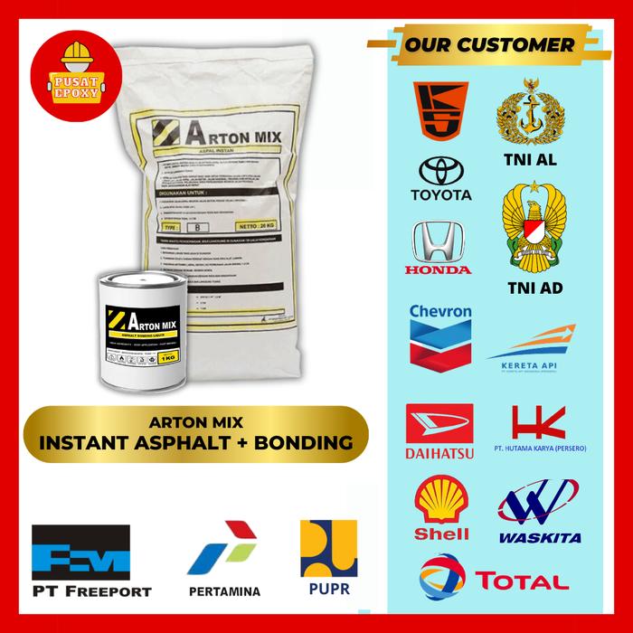 Gambar Aspal Patching Coldmix Instan Aspal Dingin | Arton Mix Asphalt Instant Type C - 1 Set - Coldmix+Perekat dari PUSAT EPOXY INDONESIA undefined Tokopedia