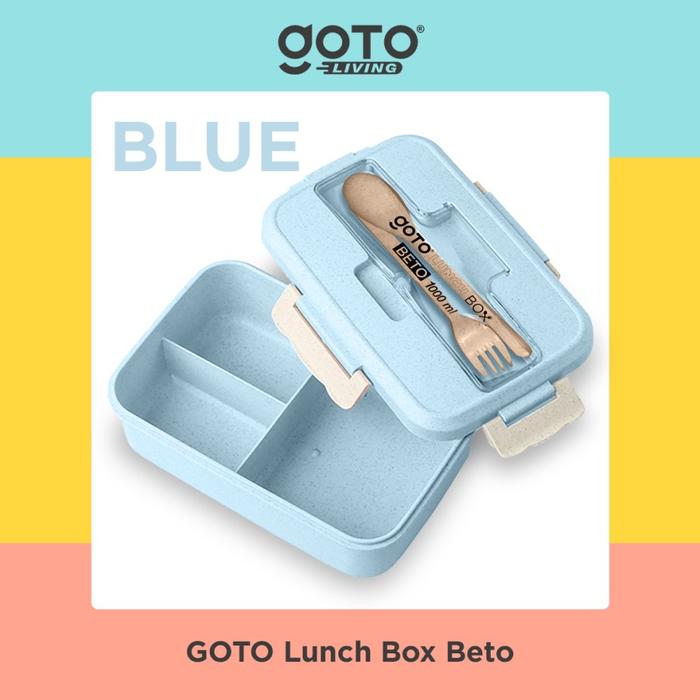 Gambar Goto Beto Kotak Tempat Makan Lunch Box Set Free Sendok Garpu - Biru dari Goto.Indonesia undefined Tokopedia