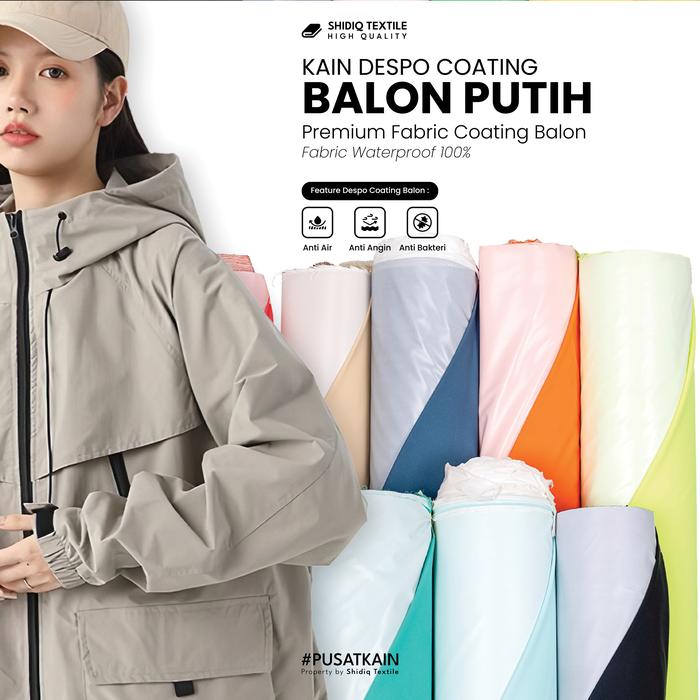 Gambar Bahan Kain Despo Coating Balon Putih1 (Bahan Jacket Outdoor,Tent, Dll) - Utama dari Shidiq Textile undefined Tokopedia