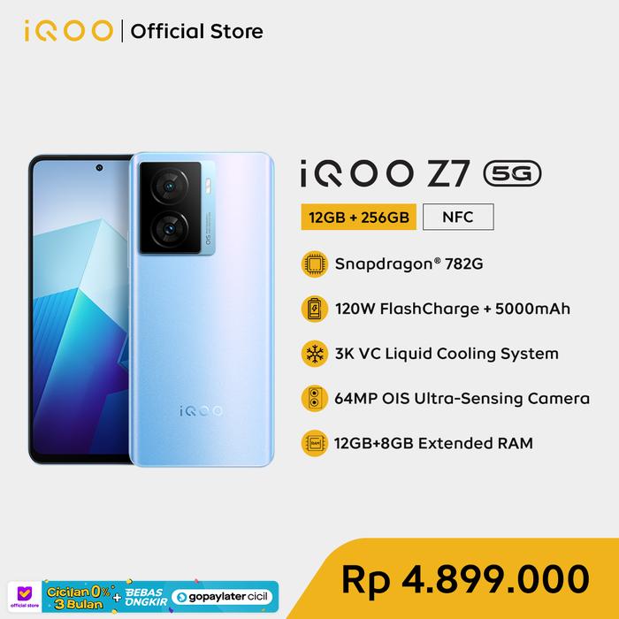Gambar vivo iQOO Z7 (12/256) - SDM 782G, 120W FlashCharge + 5000mAh, 64MP OIS - Matrix Blue dari vivo Indonesia undefined Tokopedia