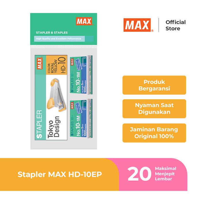 Gambar MAX Stapler dan Staples Kantor - Royal Yellow dari Max Stapler Indonesia undefined Tokopedia