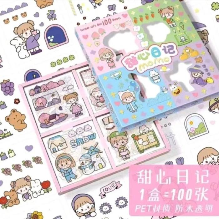 Gambar Sticker Momo 100 Box Ori Segel Viral Ungu Pink Biru Hijau Rainbow - Rainbow/Mix dari kinnovtech undefined Tokopedia