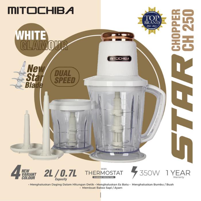 Gambar Chopper Mitochiba CH 250 Mito Choper CH250 Coper Cooper Copper Blender 9 Mata Pisau - White Glamour dari Palapa Home undefined Tokopedia