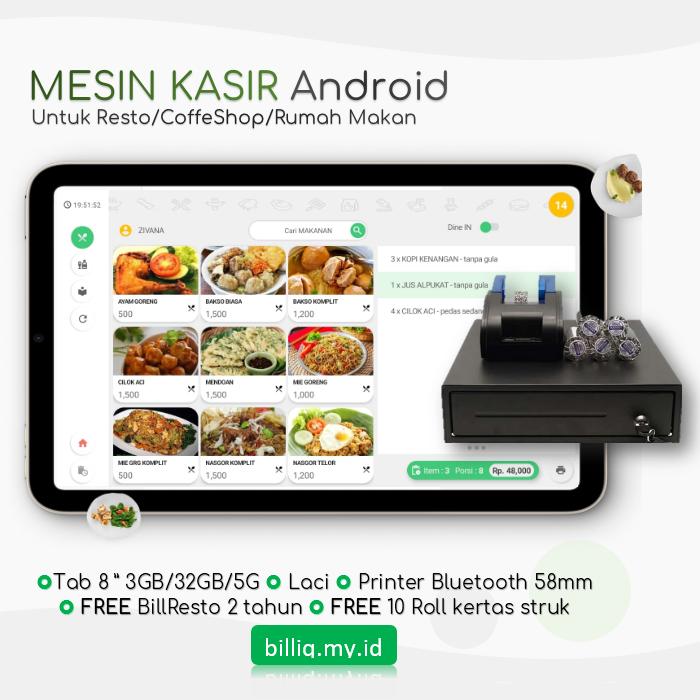 Gambar Paket Mesin Kasir Android untuk Restoran | CoffeShop | Rumah Makan - FULLSET dari billiq software undefined Tokopedia