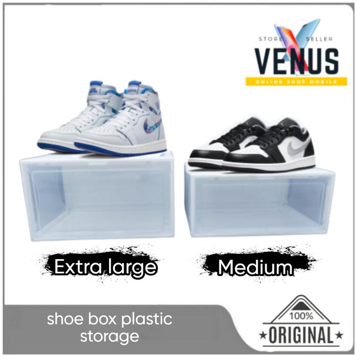 Gambar Shoe Box plastik stackable shoes sneakers storage with clear plastic - White,Plastik, Medium dari Venus Mobile undefined Tokopedia