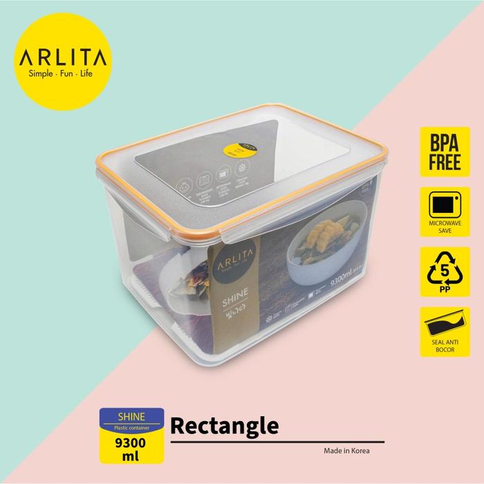 Gambar ARLITA SHINE SERIES |PLASTIC CONTAINER RECTANGLE - 9300 ml dari amac electronic store undefined Tokopedia