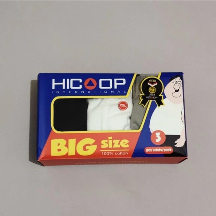 Gambar CELANA DALAM SEMPAK BRIEF PRIA JUMBO BIG SIZE ORI HICOOP - 1BOX ISI 3 - Hitam/Putih/Abu, 3XL dari DipaFast undefined Tokopedia