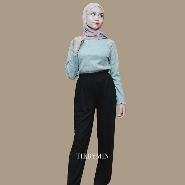 Gambar Janneta rib pants Tiebymin Fit Karet celana kulot - Back Janneta, All Size dari tiebymin official undefined Tokopedia
