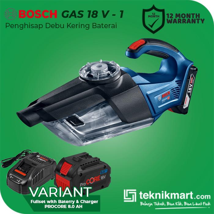 Gambar Bosch Cordless Dry Vacuum Cleaner 18Volt GAS 18 V-1 (Unit Only) - PROCORE 8.0 AH dari Teknikmart undefined Tokopedia