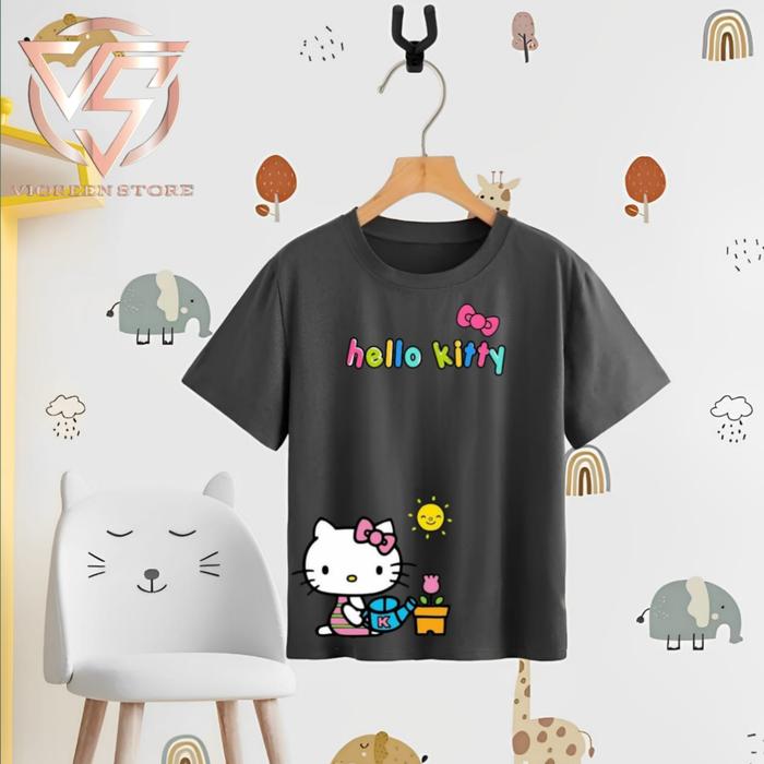 Gambar BAJU KAOS KATUN ANAK PREMIUM HELLO KITTY KSA37 SIZE 2 TAHUN - 13 TAHUN - abu tua, 9-10tahun dari VS vioreen store undefined Tokopedia