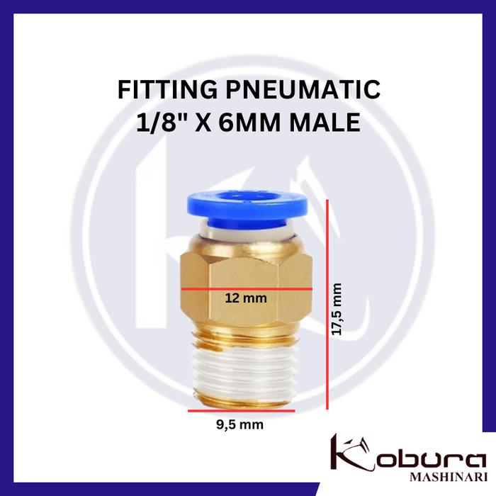 Gambar Fitting Pneumatic Male ukuran drat 1/8 selang 6 mm dari Kobura Sparepart Shop undefined Tokopedia