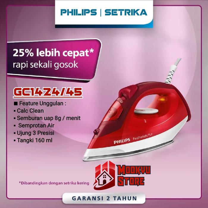 Gambar PHILIPS Steam Iron | GC1424/45 | GC1424 | Setrika Uap - INSTANT GOSEND dari MOOKYU STORE ELEKTRONIK undefined Tokopedia