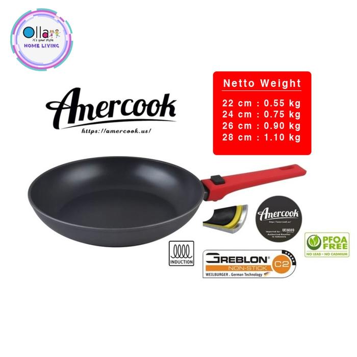 Gambar Fry Pan Amercook Infito Series Greblon C2 Non-Stick with Dots Inductio - 26CM dari Ollahomeliving undefined Tokopedia