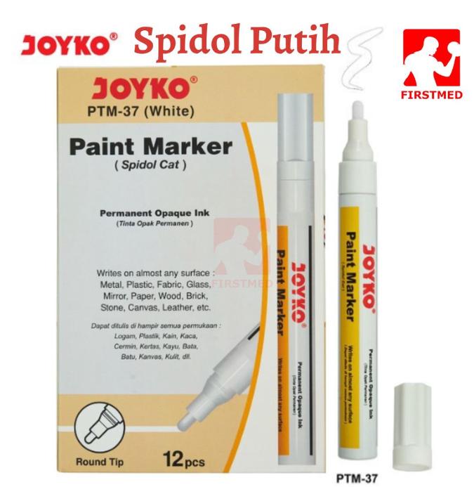 Gambar SPIDOL PUTIH JOYKO WHITE PERMANENT PAINT MARKER PERMANEN PER PCS dari firstmed.id undefined Tokopedia