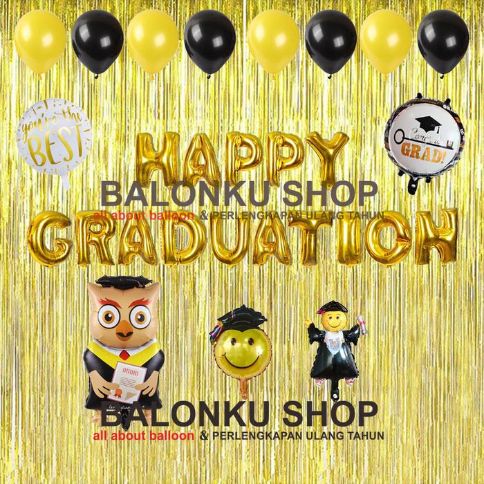Gambar Balon Foil Happy Graduation / Balon Paket Graduation / Balon Wisuda - PAKET D dari Balonku Shop undefined Tokopedia