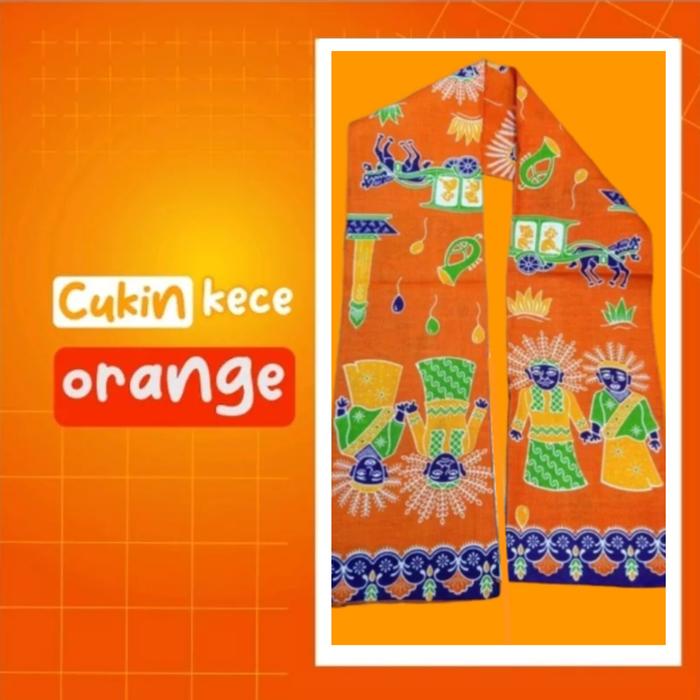 Gambar CUKIN BATIK MOTIF ONDEL ONDEL | CUKIN BATIK | CUKIN BETAWI | SELENDANG - Orange dari Berkah T-shirts undefined Tokopedia