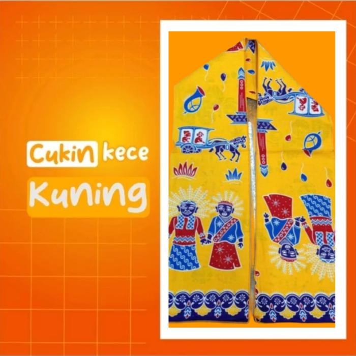 Gambar CUKIN BATIK MOTIF ONDEL ONDEL | CUKIN BATIK | CUKIN BETAWI | SELENDANG - Kuning dari Berkah T-shirts undefined Tokopedia