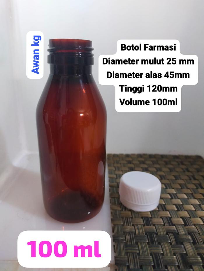 Gambar Botol plastik coklat botol farmasi botol kimia 60ml dan 100ml - 100 ml dari awan kg farmasi undefined Tokopedia