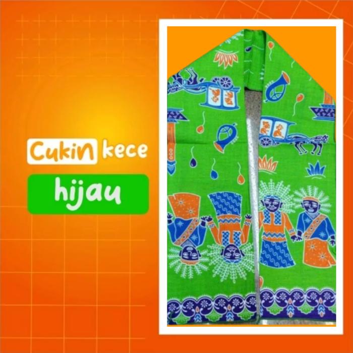 Gambar CUKIN BATIK MOTIF ONDEL ONDEL | CUKIN BATIK | CUKIN BETAWI | SELENDANG - Hijau dari Berkah T-shirts undefined Tokopedia