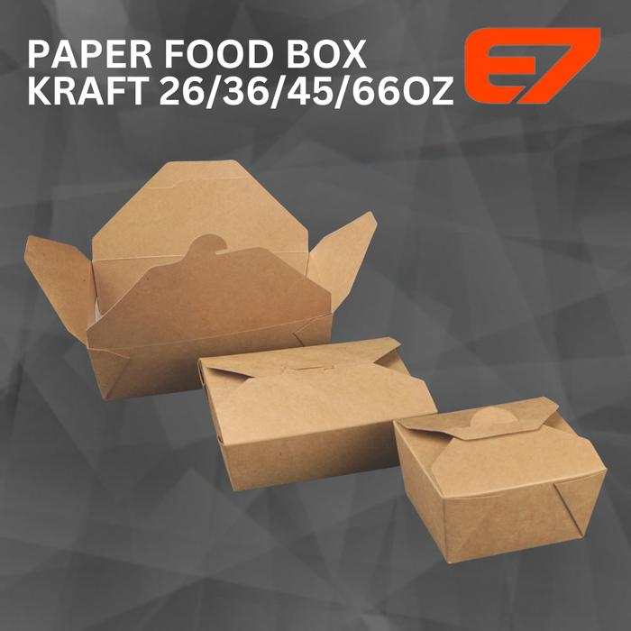 Paper Food Box Kraft Brown Lunch Box, Kotak Makan, Takeaway 10pcs 26oz