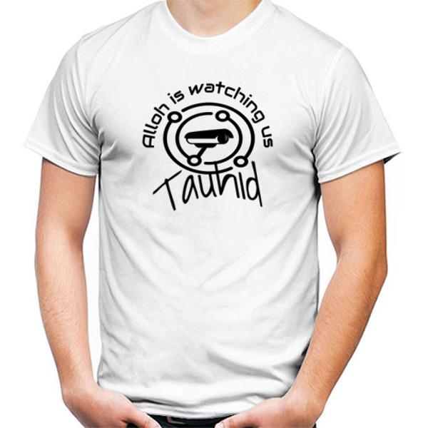Gambar Kaos dakwah islami pria distro ori lengan pendek "Alloh is watching - Putih, S dari DIN CLOTHE undefined Tokopedia