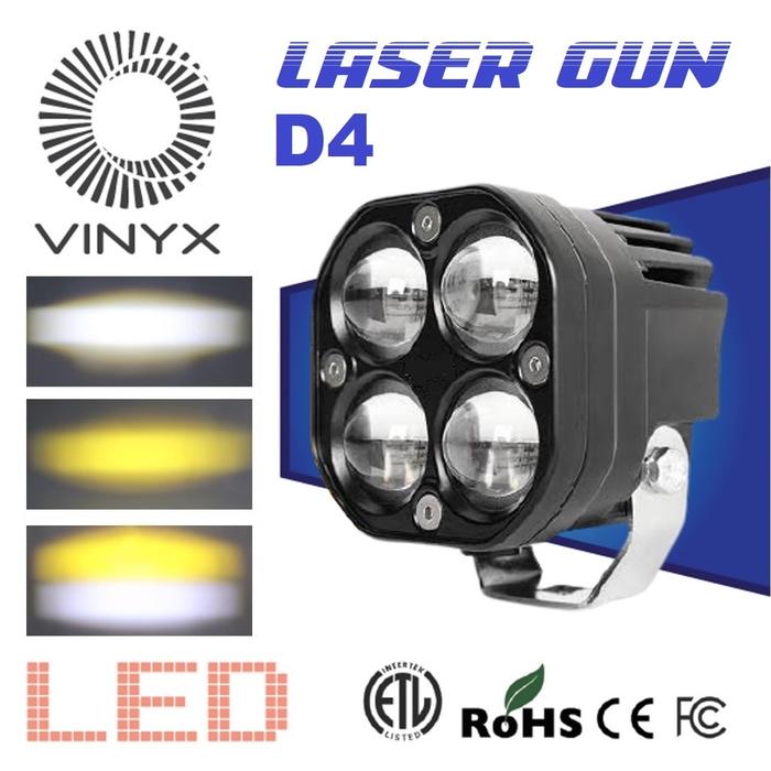 Gambar Lampu Tembak Sorot 24 Volt 4 Mata LED VINYX D4 40 Watt Laser Gun Superbright Mini Lens Driving Truk Bus Canter Tronton Putih Kuning 2 Warna D2 CWL Cutoff Motor Mobil High Low Lasergun Offroad Jauh Dekat Truck Bis Fuso Ragasa Foglamp Worklight 3 Kabel - Pth Kng VINYX dari WM OTOMOTIF undefined Tokopedia