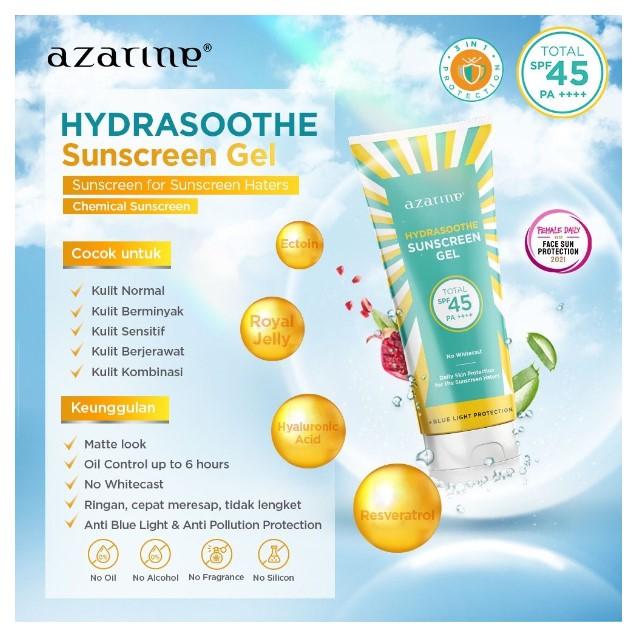 Gambar [BPOM] Azarine Hydrasoothe Sunscreen Gel SPF 45 50ml SPF45 Sun Screen dari cherryblossomdps undefined Tokopedia