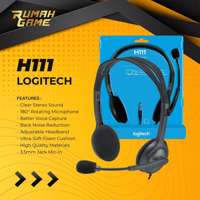 Headset Logitech H111 Original Headset Video Conference di Rumah Game  Official Tokopedia