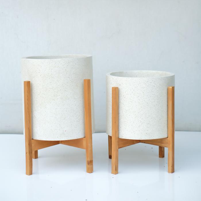 Gambar Set Pot Standing Concrete Medium Short - Terazzo dari GreenYours undefined Tokopedia
