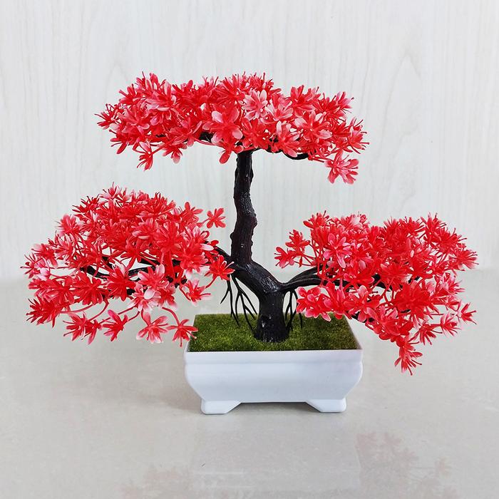 Gambar Tanaman Hias Artificial Pot Bunga Bonsai Mini Palsu Dekorasi Rumah - Merah dari UNICO.indonesia undefined Tokopedia
